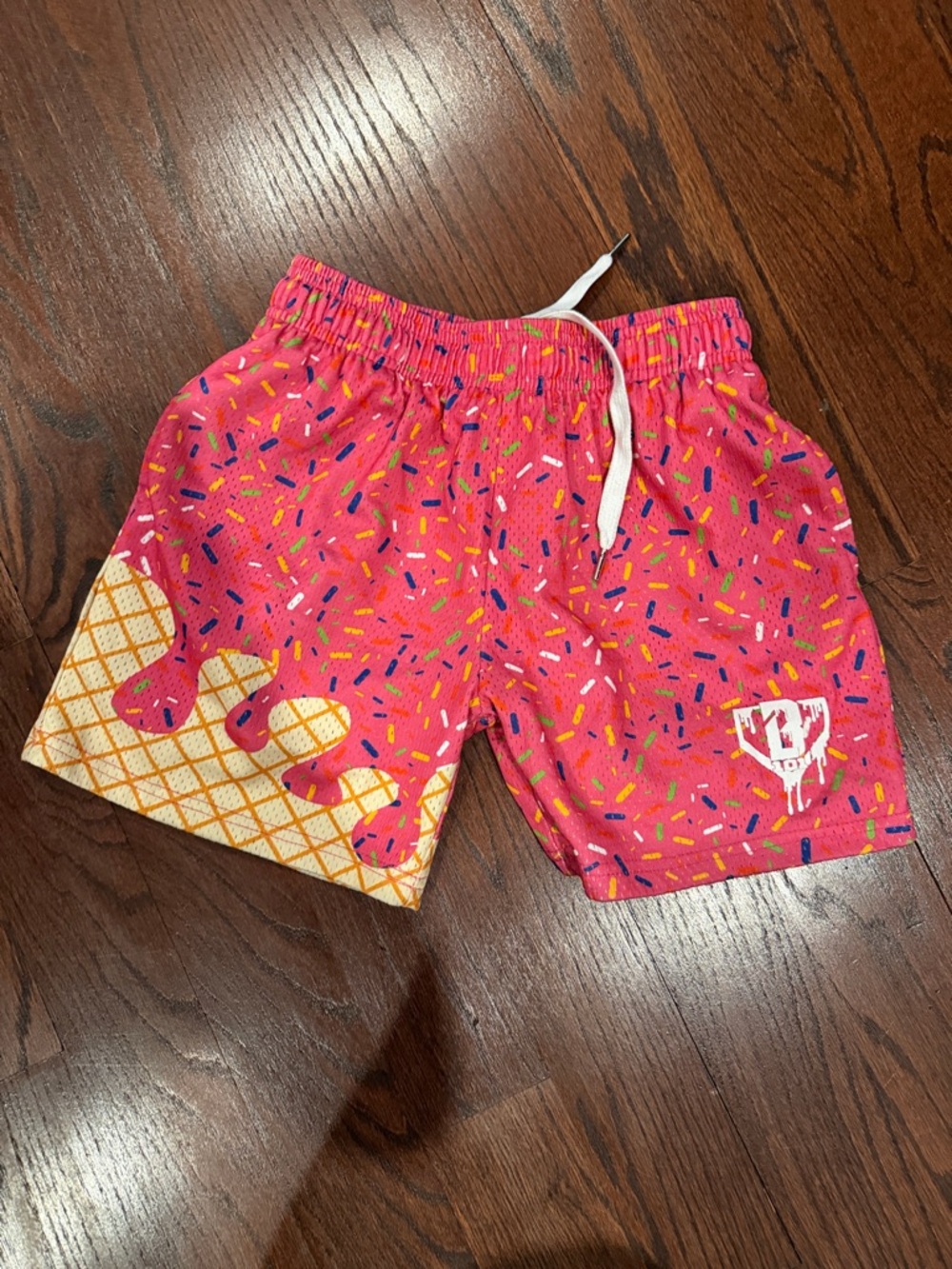 Kids Pink Sprinkle Ice Cream Cone Play Shorts with Drawstring
